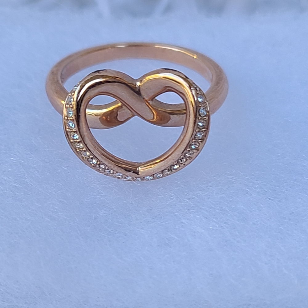 Swarovski Rose Gold Toned Heart Ring-Great Condition